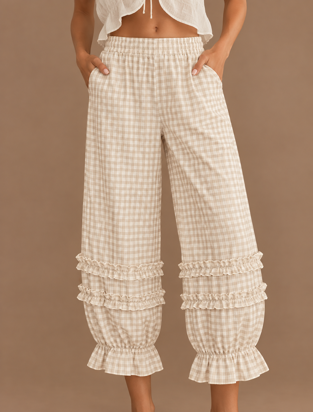 Gingham Ruffle Pants