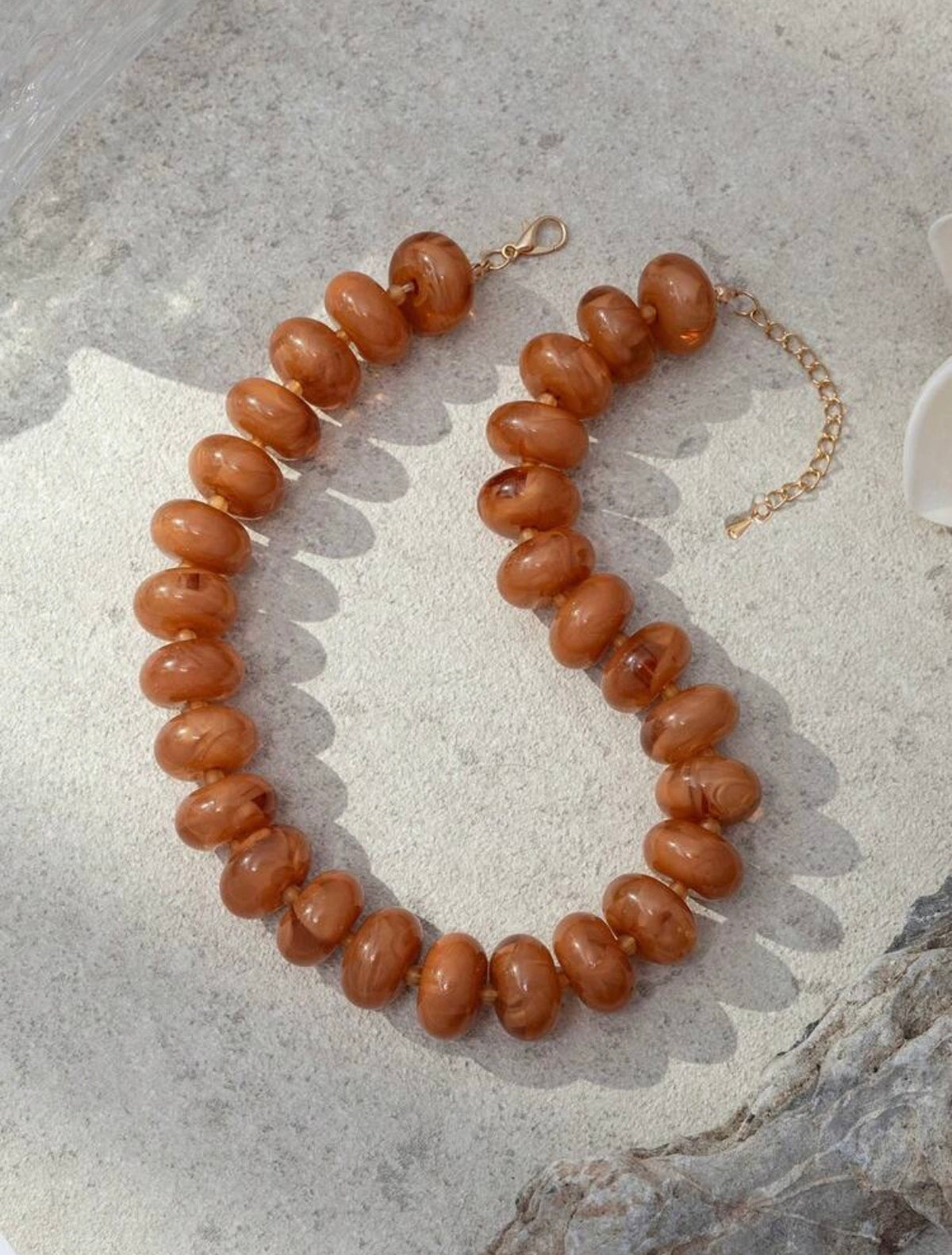Fall Orange Chunky Beaded Necklace
